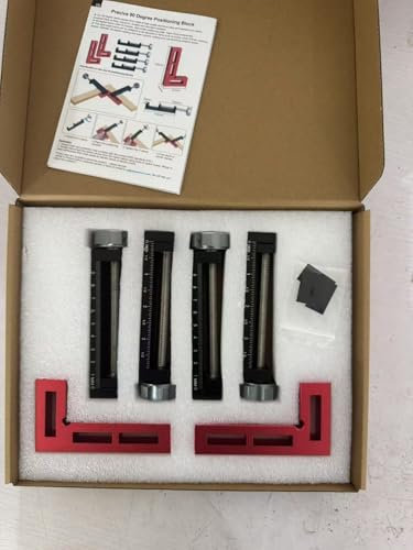 Preciva 90 Degree Corner Clamps for Woodwork - Right Angle Positioning Square Clamp 10cm/4.1inch, Professional Carpenter Tool for Picture Frame Box Drawers Cabinets - 2 Sets (Red)