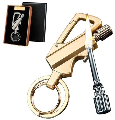 Accendino a fiammifero permanente, accendino portachiavi, apribottiglie, accendino impermeabile, adatto for regali di viaggio e campeggio all'aperto.(Gold)