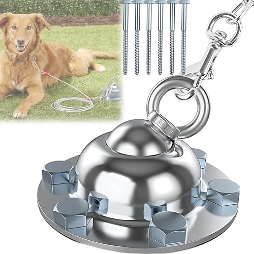 CXAFQ Boulon Antirouille Robuste Pivotant à 360 °, Chaîne d'Ancrage Pour Chien Et Chat, Ensemble De Fixation De Piquet De Sol Extérieur, Assorti De 6 Clous Longs, Sécurité Solide, Pour Extérieur, Cour