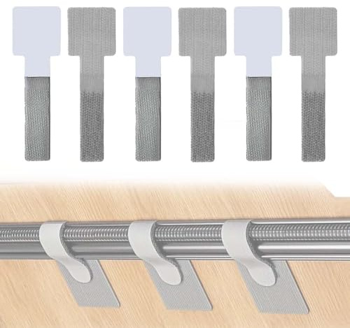 MUNZE 60 Fascette Fermacavi Da Mettere Sotto La Scrivania, Autoadesive, Con Gancio E Anello,Organizer Per Cavi Per Tv, Pc, Laptop, Ethernet,Desktop,Grigio,Piccole,Organizer Cavi Adesivi Resistente.