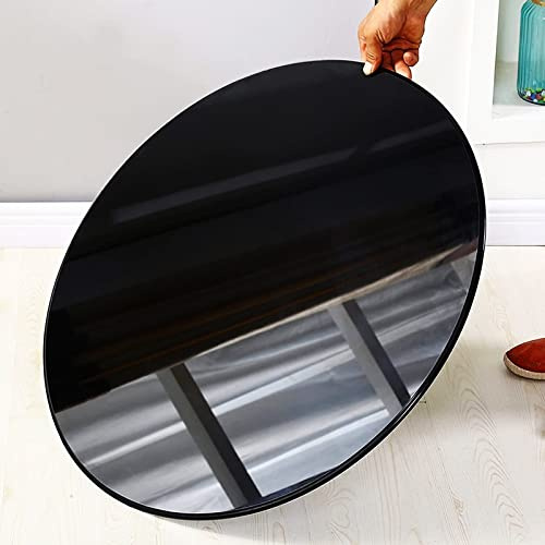 Runt glasbord för kaffe och matbord härdat glas Ø 50 cm 60 cm 70 cm modern svart färg storlek: 88 cm 35 tum snygg heminredning