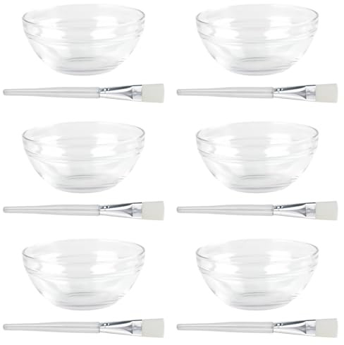 SOLUSTRE 12 piezas de mascarillas faciales cuencos con pincel para una aplicación fácil y uniforme de mascarillas transparentes caseras tazón de mezcla para mascarillas caseras