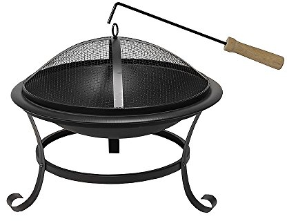 Grafner Feuerschale mit Funkenschutz, Kohlerost und Schürhaken, Ø 50 cm, hitzebeständige Beschichtung, stabile Füße, wohlige Wärme & gesellige Abende, für Garten Terrasse Feuerkorb Feuerstelle