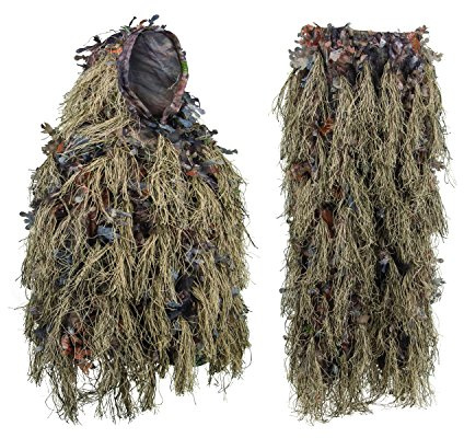 North Mountain Gear Hybrid Ghillie Suit For Men - Lightweight Hunting Airsoft Camouflage - Woodland Brown - Medium/Large