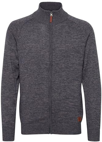 BLEND BHDaniri Homme Cardigan Gilet en Maille Fin avec col Montant Fermeture éclair Poignets côtelés Mélange de Coton Regular Fit, Taille:XL, Couleur:Ensign Blue (70260)