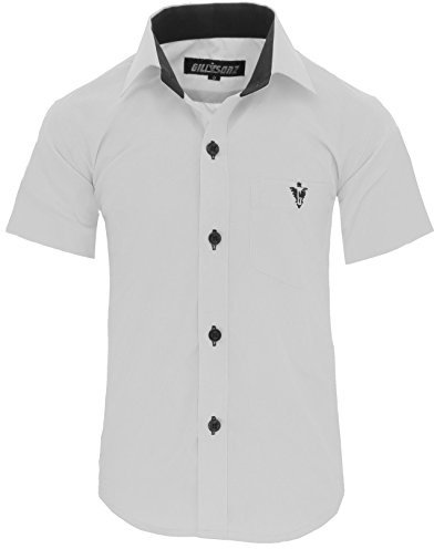 GILLSONZ A70vDa - Camisa de fiesta para niños, fácil de planchar, manga corta, 7 colores, talla 86-158