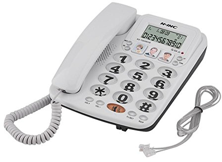 Telefono fisso, display identificativo di chiamata Telefono con filo a 2 linee Funzione mute Selezione rapida Telefono fisso con segreteria telefonica e vivavoce per casa, ufficio