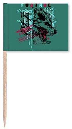 Graffiti Street Wolf Illustration Pattern Toothpick Flags Marker Topper Party Decoration