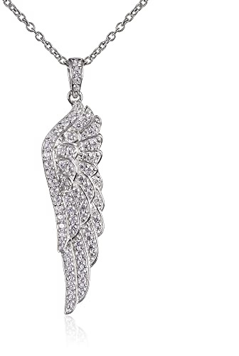 namana Collana Donna Argento con Ciondolo a Forma di Ali d'Angelo, Collana con Pietre Zirconi Bianchi, Collana Argento 925 Donna con Ciondolo a Forma di Ala d'Angelo, Idee Regalo Gioielli Donna