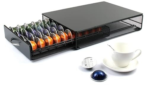 Hoidokly Soportes para Cápsulas de Café Nespresso Vertuoline con Vertuo, Cajones con Capacidad de 40 cápsulas, Almacenamiento Bajo Cafetera Compacta,para Mostrador de Oficina en Casa, Negro