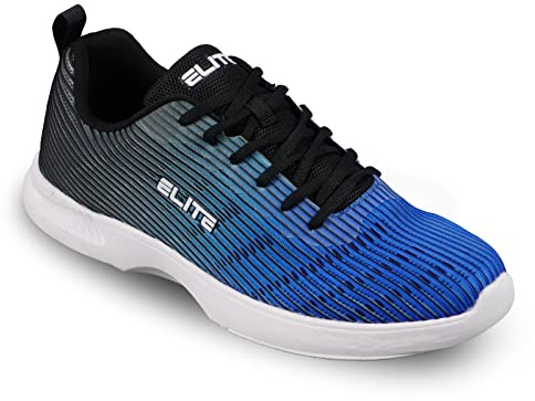 ELITE Men's Wave Athletic Bowling Shoes with Universal Slide Soles (Black/Blue, US Footwear Size System, Adult, Men, Numeric, Medium, 12)