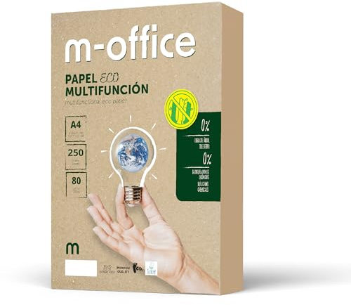 Recyclingpapier, DIN A4, 80 g, Papier für Kopierer und Drucker, 1 Packung mit 250 Blatt A4, 100% Recyclingpapier, m-office (250 Blatt)