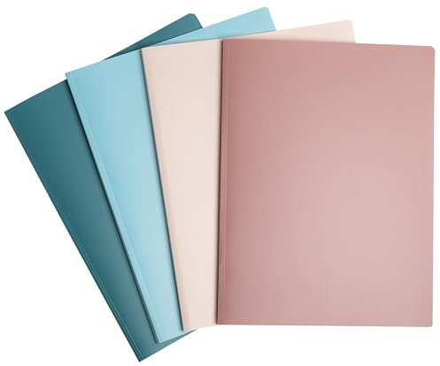 Exacompta - Réf. 86270E - Paquet de 4 Protège-documents Skandi - 20 pochettes grainées - 40 vues - pour A4 - dim 24 x 32 cm - couverture semi-rigide en polypro recyclé - 4 couleurs assorties