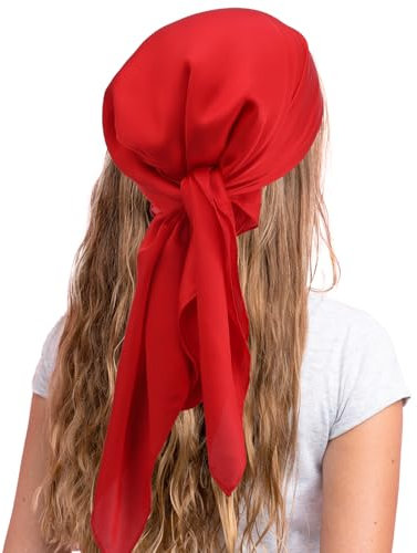 COMNICO Kopftuch Satin-Haarschal für Damen Halstücher Quadratisch wie Seide Bandana Haarwickel Schal zum Schlafen (27,5 Zoll)(Rotwein)