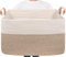 TIMEYARD Wäschekorb, 85 L Wäschesammler, Aufbewahrungskorb für Baby Spielzeug, Rectangle Laundry Baskets, Korb Aufbewahrung für Decken, kissen, Gästehandtuchkorb, Weiß und Braun