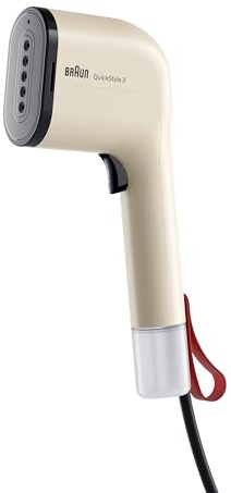 Braun QuickStyle 3 GS3012BG, kompakter und leichter Steamer, Dampfglätter mit schneller Aufheizung, Dampf 20 g/min, abnehmbarer 70 ml Tank, hitzebeständige Tasche, 1100W, Beige