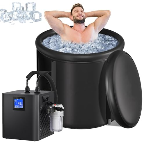 NzEupno Kit De Enfriador De BañO De Hielo Y BañEra De InmersióN FríA, Enfriador De InmersióN FríA con Bomba Y Filtro Integrados, CáPsula De Hielo Mejorada con Enfriador De Agua para Terapia De FríO
