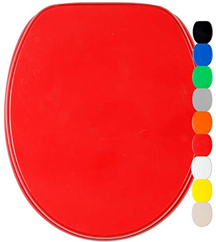 Sanilo Soft Close Toilet Seat, Wide Choice of Monochrome Toilet Seats, Stable Hinges, Easy to Mount (Red)