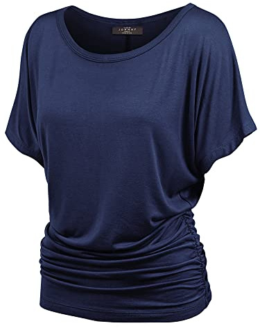 MBJ WT817 Womens Dolman Drape Top with Side Shirring XXL Navy