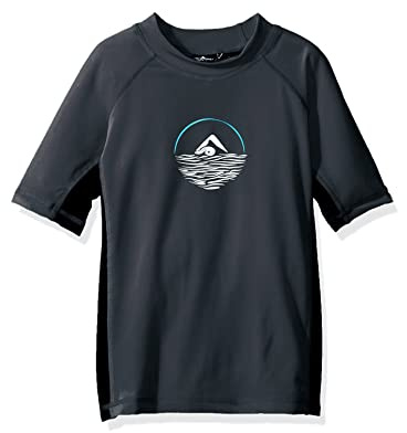 Kanu Surf boys Paradise Upf 50+ Sun Protective Rashguard Swim Rash Guard Shirt, Impact Charcoal, 14-16 US