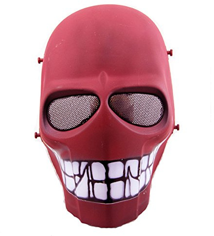 Máscara táctica de protección CS para paintball, airsoft, hockey, BB, disfraces, Halloween, cosplay, cobertura completa, Red Smile