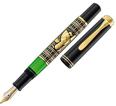 Pelikan Füllhalter Toledo 700, Schwarz, Feder M (mittel), hochwertiger Kolbenfüller im Geschenk-Etui, 927822
