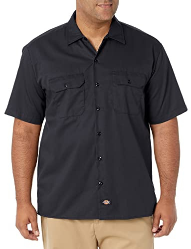 Dickies Men's Work Shirt Short Sleeved Workwear, Black, XXXX-Large
