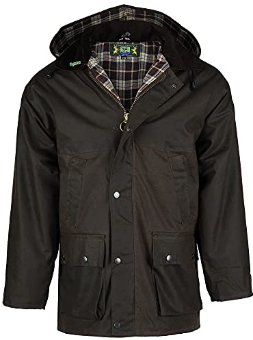 Romneys Wachsjacke Country – klassische englische Outdoorjacke aus gewachster Baumwolle, wasserdicht & winddicht, robuste Regenjacke mit Kapuze für Damen und Herren (braun, XL)