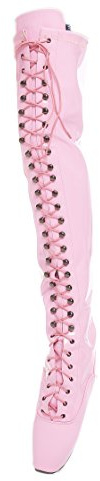 Kassiopeya Patent ballet overknee high heels black, white or pink, Pink, 9 UK