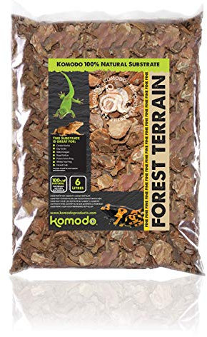 Komodo Forest Terrain Orchid Bark Fine Chips Tropical Forest Organic Substrate or Terrarium Vivarium Jungle Habitat Lush Realistic Plant Accessory - 6L