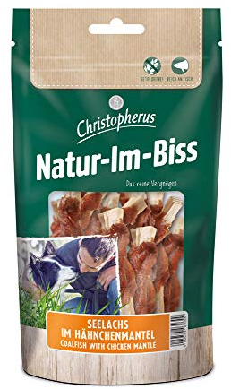 Christopherus Kausticks für Hunde, Seelachs im Hähnchenmantel, Warmluftgetrocknet, Natur-Im-Biss, 70 g