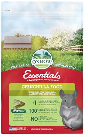 Oxbow Essentials Chinchilla Food, High-Fiber Alfalfa Pellets, USA, 3 lb