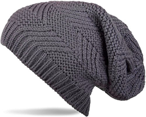 styleBREAKER Cuffia Long Beanie in Stile Classico Unisex Lavorata a Maglia con Motivo Strutturato 04024017, Grigio