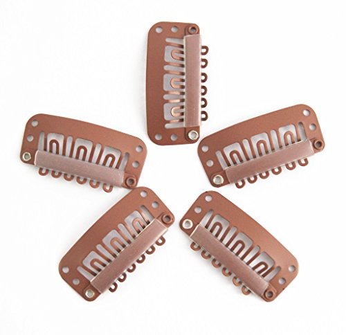 iExtension 20 Clips für Clip in Extensions Echthaar Tressen Haarverlängerung Perücke Wig Haarklammer Haarclips - Hellbraun