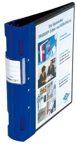Wedo Ergogrip 5818003 - Cartella per presentazioni, formato A4, meccanismo a 4 anelli, plastica, 31,3 x 5,6 x 28 cm, colore: Nero/Blu