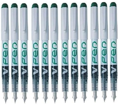 Pilot V Pen Disposable Fountain Pen - Green, Box of 12
