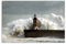 Augenblicke Wandbilder 120x80cm - Fotodruck auf Leinwand und Rahmen Meer Welle Sturm Brandung Leuchtturm - Leinwandbild auf Keilrahmen modern stilvoll - Bilder und Dekoration