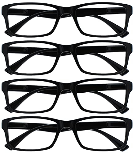 OPULIZE La Société Lunettes De Lecture Noir Lecteurs Valeur Pack 4 Designer Style Hommes Femmes RRRR92-1 +2,00