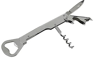 FMprofessional Cavatappi Professionale 3 in 1 in Acciaio Cromato, Tagliacapsule Integrato, Apribottiglie, Dimensione 14x3 cm, Ideale per Vino e Birra, Lavaggio a Mano