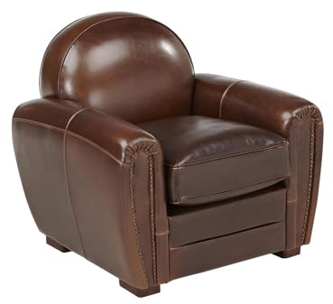 Vente-unique Fauteuil Club en Cuir Vieilli Baudoin - Chocolat