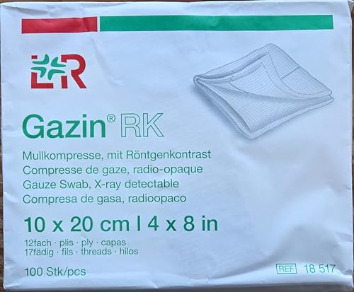 Gazin Mullkomp.10x20 cm Unsteril 12fach RK