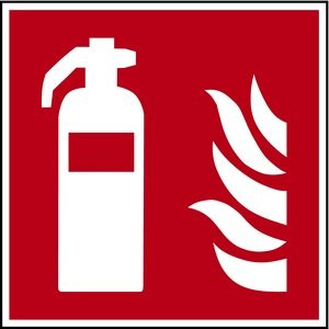 LEMAX® Brandschutzzeichen, Feuerlöscher F001 DIN EN ISO 7010 Kunststoff rot/weiß 200x200mm