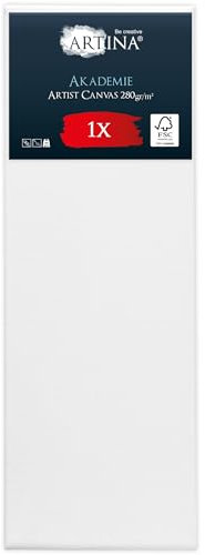 Artina FSC® Large Canvas for Painting 50x150 cm - Blank Canvases for Art for Acrylic, Watercolour & Oil Painting - 100% Cotton Canvas Stretcher Frame 280 g/m² - Akademie