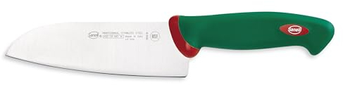 Sanelli Premana Professional Coltello Santoku, Acciaio Inossidabile, Verde/Rosso, 29.0x3.0x5.5 cm