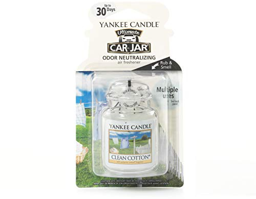 Yankee Candle Car Jar Ultimate Scented Air Freshener | Clean Cotton | Lasts up to 4 Weeks