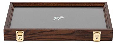 Two Timbers Large Display Case with Walnut Finish Handmade Wood Box with Glass Top, Arrowheads, Knives, Rocks, Pins, Collectibles, Collections, Medals, Military Coins 4h, Memory Box Keepsakes