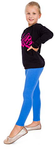 FUTURO FASHION Leggings Fille en Coton 95% – Pantalon Long Enfant 2-13 Ans, Idéal Halloween, Legging Noir Confortable École Sport Déguisement Bleu Roi