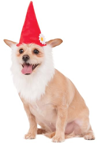 Rubies Garden Gnome Pet Hat with Beard for Dogs or Cats, Medium/Large
