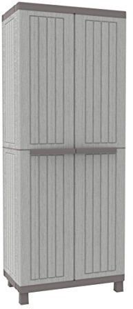 Terry, C-Wood 3680, Besenschrank mit zwei Türen in Holz-Optik, vertikaler Trennwand und 3 Einlegeböden, für innen und außen - 68x39x170 cm