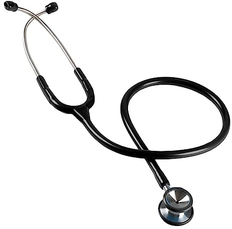Gima Dúfono pediátrico clásico de doble cabezal, estetoscopio con auricular de acero inoxidable y diadema con doble resorte interno, negro, 32516